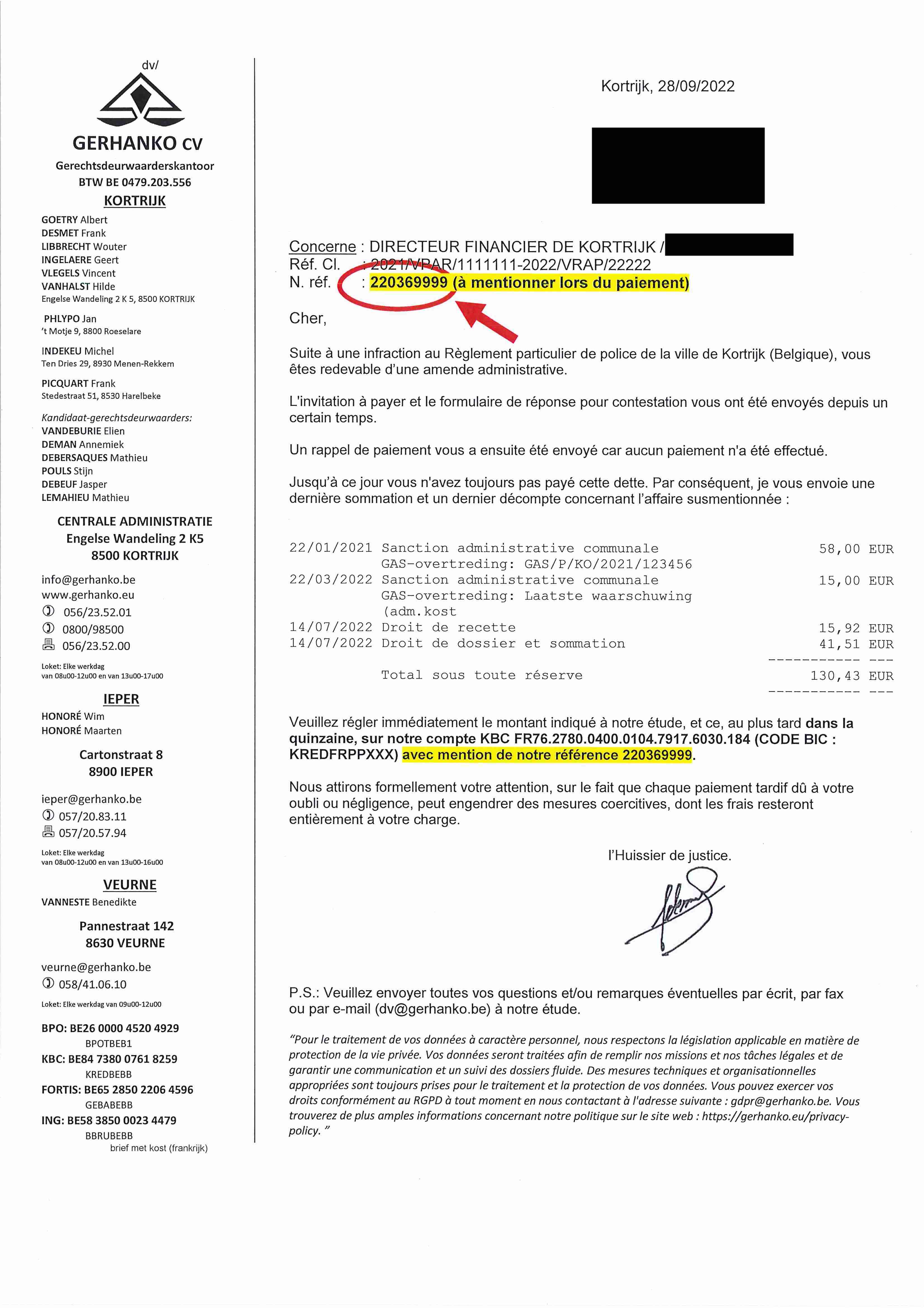 where to find the amount and the file number on the payment request